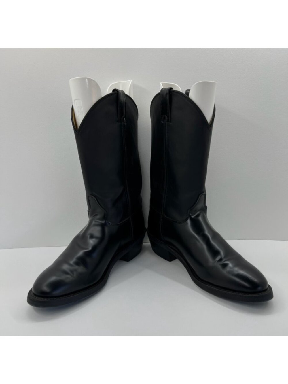Justin Tobias 3040 Trooper Western Boots Men 11.5D Vibram Pull On Black Leather - Picture 6 of 11